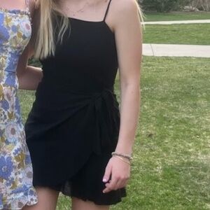 Princess Polly Cotton Black Mini Dress Size 4